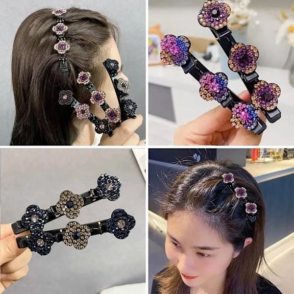 8 st kristallsten flätad barrette hårband