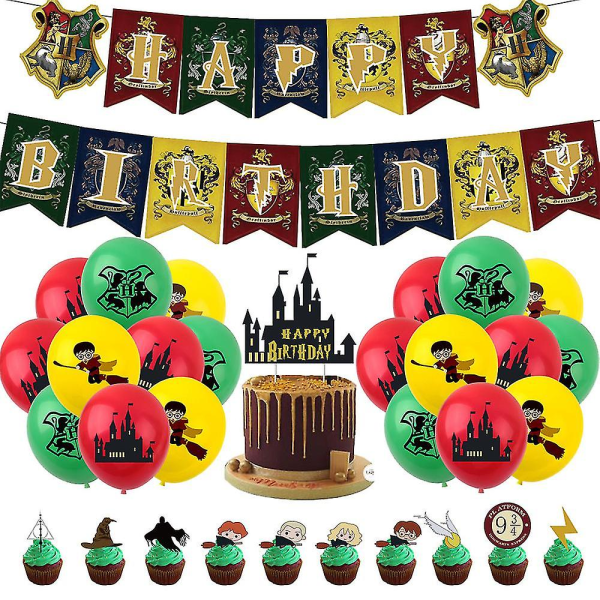 Harry Potter Magic Wizard set, Lapset Fanit Aikuiset Universal Syntymäpäiväjuhlatarvikkeet Sisältää Happy Birthday Bannerin, Ilmapallopakkaus, Ca
