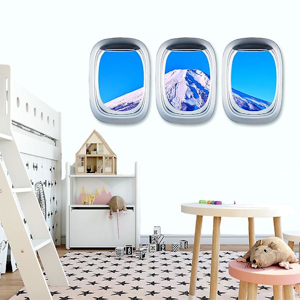 GHYT 3D Kunst Vegg Klistremerker Sky Cloud Fly Skyteppe Vindu Utsikt Veggklistremerker Hjem Innredning