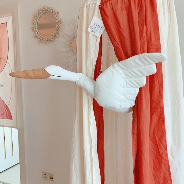 Joutsen-riippuva sisustus Elävä muoto, repeytymätön polyesterilapsi, suosittu roikkuva täytetty pehmolelu makuuhuoneeseen (valkoinen)