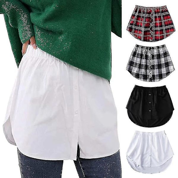 Kvinnors Falsk Skjorta Svans Oregelbunden Kjol Blus Svans Kant Avtagbar Mini Underskjort (XXXL, Svart)