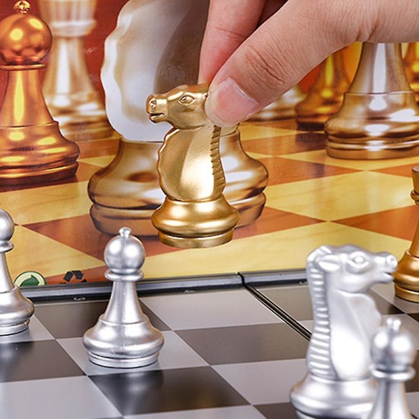 Bærbart minisjakksett reise sammenleggbart sjakkbrett Magnetisk sjakksett gave til barn og voksne