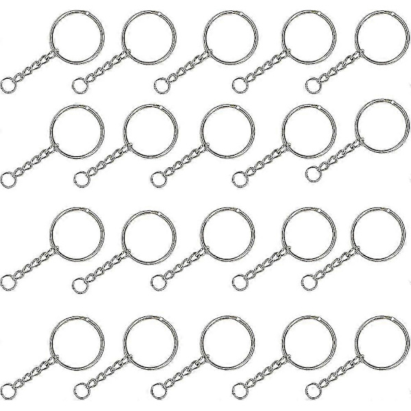 Nyckelringar i rostfritt stål för DIY, hobbyer (20-pack, 35 mm)