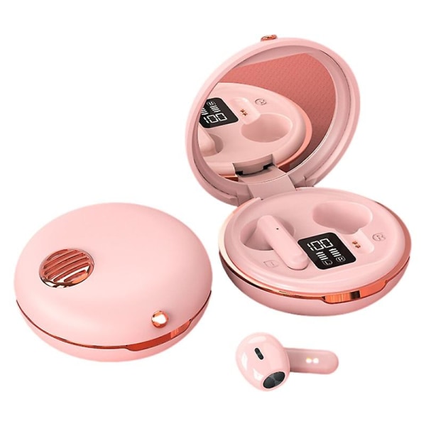 Bluetooth Langattomat kosmeettiset peilikuulokkeet Latauslaatikko Kuulokkeet Melunvaimennus Typec-liitäntä Akun näyttö (vaaleanpunainen)