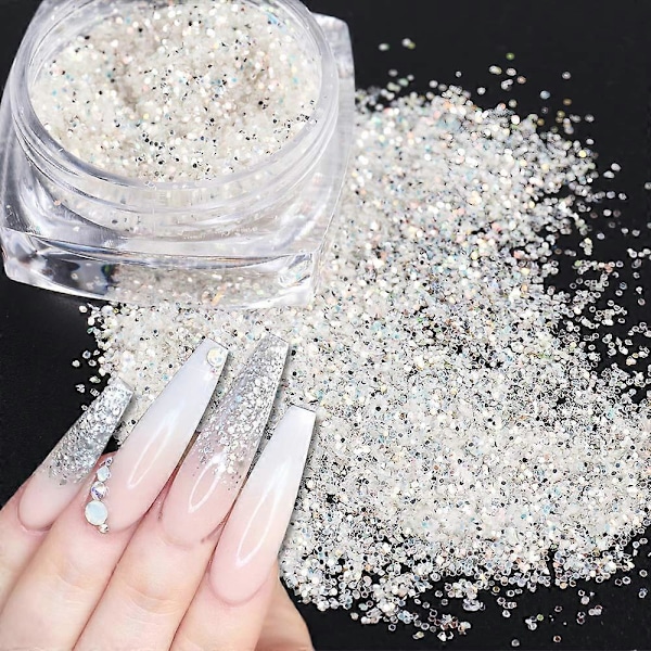 Holografiska Nagelkonstpaljetter Glitterset 6 Ask 3D Naglar Glitter Metallisk Glimmande Flakes Akrylpulver Damm Paljetter för Nageldekoration Holografi