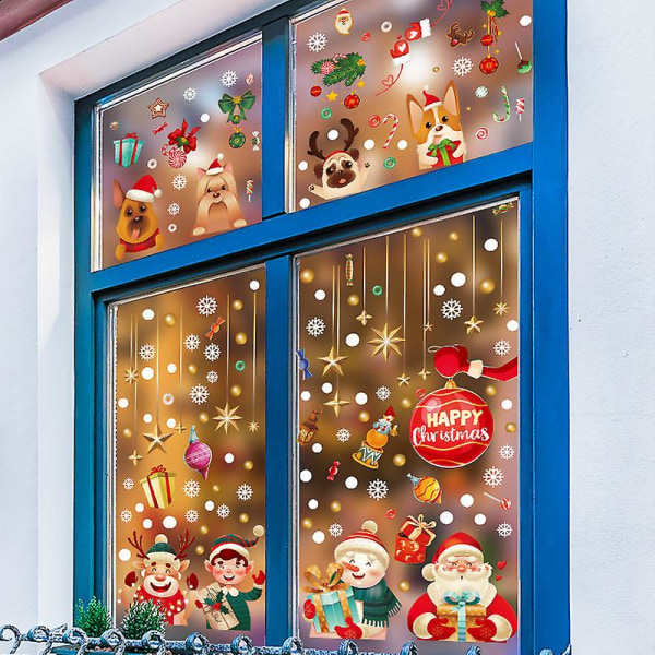 Julevindue klæber klistermærker Julenisse Gnome vinduesdekorationer Jule vinduesmærkater 1723 tommer