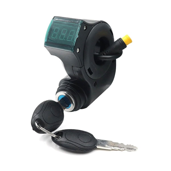 E-sykkel Lgnition Lock Key Tommel Gass Voltmeter Digital Spennings Display Switch 3pin For Universal