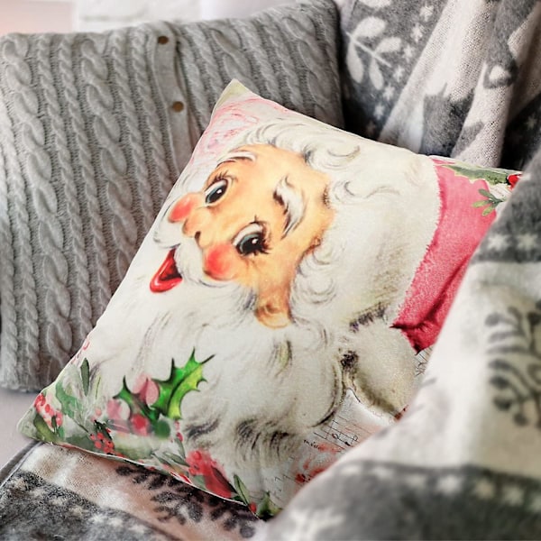 Rosa Randiga Tomte Jul Kuddfodral 18x18 Set Om 4 Snögubbe God Jul Träd Låt Det Snöa Snöflinga Vinter Semester Dekoration