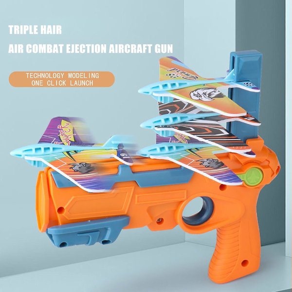Airplane launcher bubble katapult med 6 små plan rolig leksak för barn (gul)