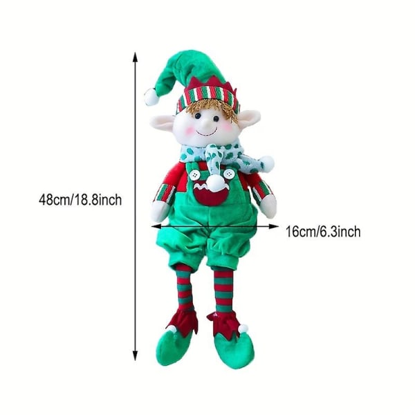 Joulunpunainen ja vihreä kangas pitkäjalkainen tonttunuket miehille ja naisille tonttunuket joulukoristeet (naisten malli)