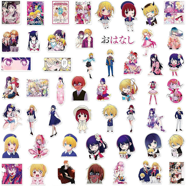 Oshi no Ko Stickerpaket, 50 st, Estetiska Söta Vinyl Anime Sticker Dekaler, för Laptop, Vattenflaska, för Barn, Småbarn, Tonåringar, Flickor, Vuxna, Stötfångare