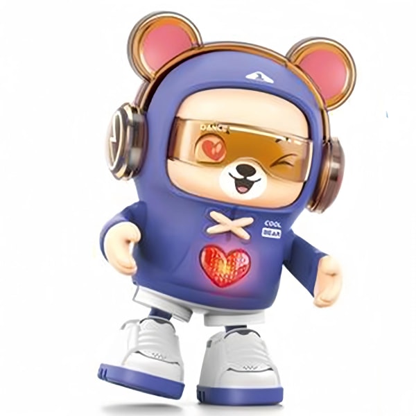 Børns elektrisk hjertebankende bjørnelegetøj kan synge og danse med lyd og lys Baby Headup træningslegetøj (lilla)