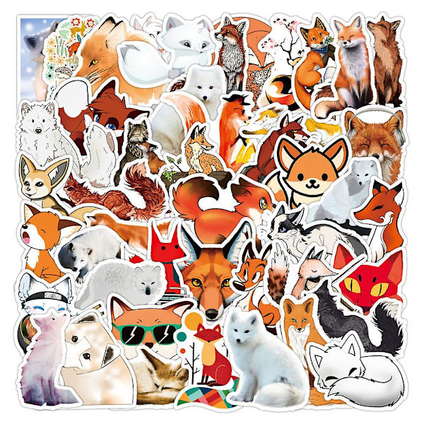 GHYT Fox-klistremerker | 50 stk. | Vinyl vanntett klistremerker for bærbar PC, skateboard, vannflasker, datamaskin, telefon, gitar, Fox-klistremerker for barn og voksne (Fox Stic