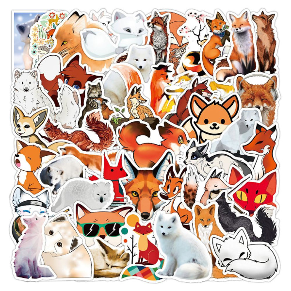 GHYT Fox Stickers| 50 st | Vinyl vattentäta klistermärken för bärbar dator, skateboard, vattenflaskor, dator, telefon, gitarr, Foxs klistermärken för barn Vuxen (Fox Stic