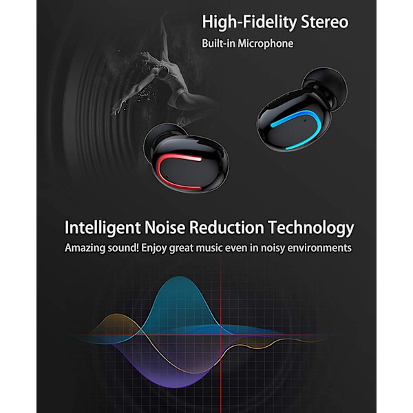Trådlösa öronsnäckor, hörlurar trådlösa Immersive Bass Bluetooth 5.0 hörlurar med brusreducering