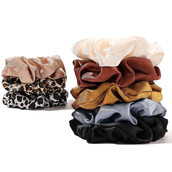 Hårstrikk Silke Sateng Scrunchie - Hårstrikk Elastiske Bånd Hestehaleholder Pakke med Nøytrale Scrubchy Hårtilbehør Kvinner Jenter 8 Stk