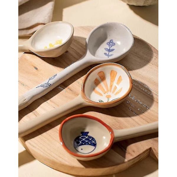 Japanilainen suuri lusikka, käsintehty pitkävartinen aasialainen lusikka