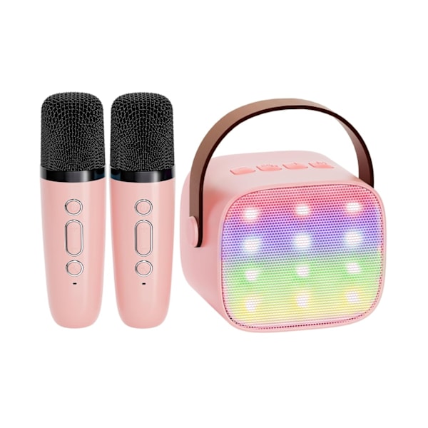 Mini Karaoke-maskin för barn, Bärbar Bluetooth-högtalare med trådlös mikrofon, Julgåvor för flickor 4-10 år (Rosa)