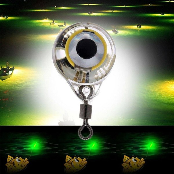 Fiske lys øyeform lysende LED mini vanntett nattfiske lampe for fiskeentusiaster, 2 stk (hvit)