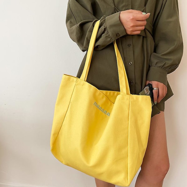 2022 New Trend Suuren kapasiteetin käsilaukku Tote ja Shopper Naisten Canvas Ostoskassi Paksutettu kangas Kirjalaukku Tytölle, 1 kpl keltainen
