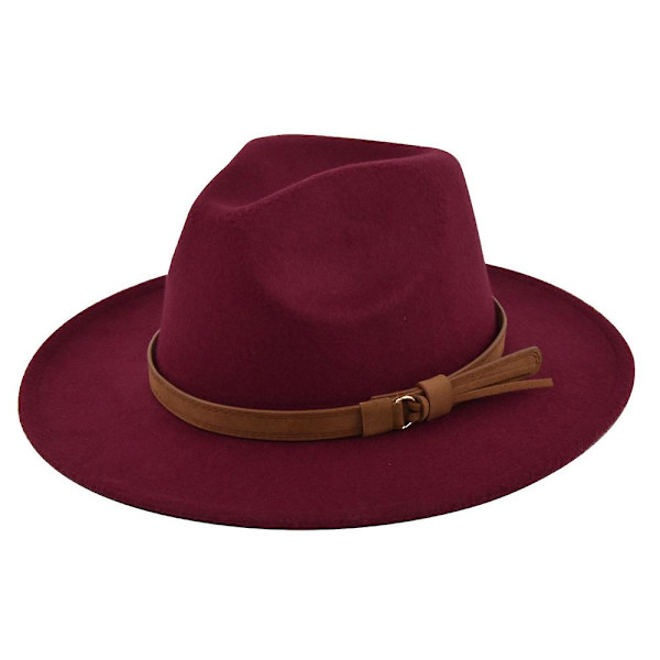 Retro Jazz Hat Suede Belt Wool Hat Cowboy Hat Retro Imitation Wool Hat Flat Brim Hat Bf150