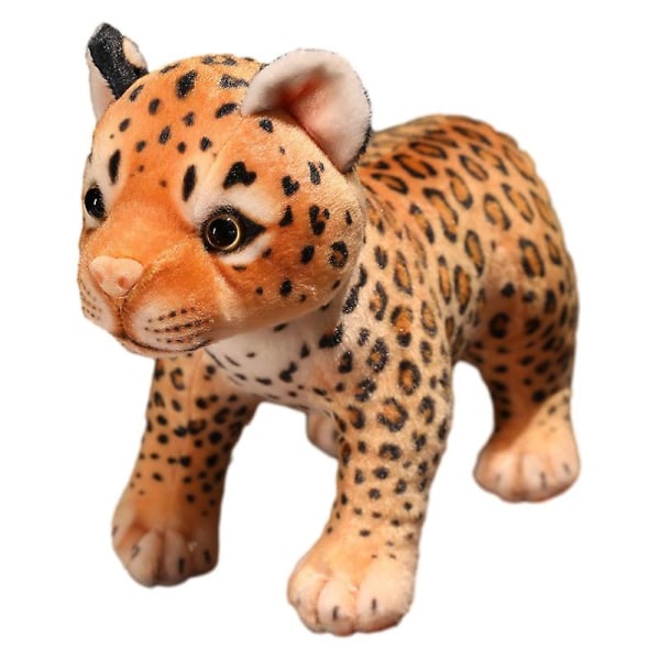 Simuloitu pieni leopardinukke pehmolelu pentu Leopardinukke pöytäkoristeet lahjat miehille ja naisille (seisomaasento)