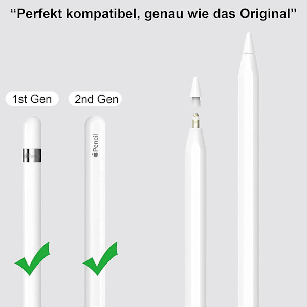 iPad Pen-spetsar för Apple Pencil: Ersättningsspetsar Kompatibla med Apple Pencil 2:a & 1:a Generationen Vit (4-pack)