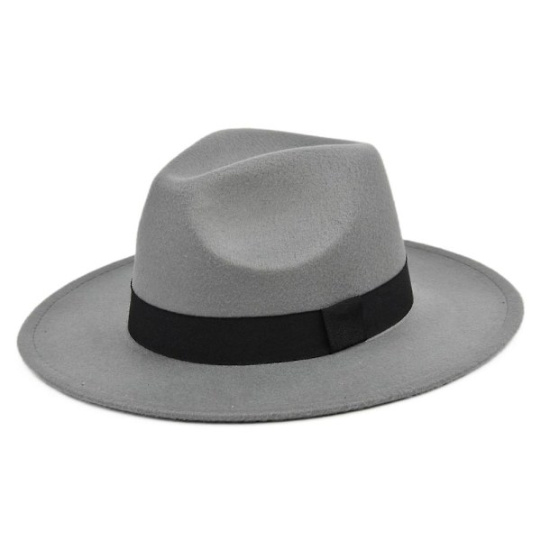 Uusi villahattu Jazz-hattu Retro musta villainen Jazz-hattu litteä lieri leveälierinen hattu