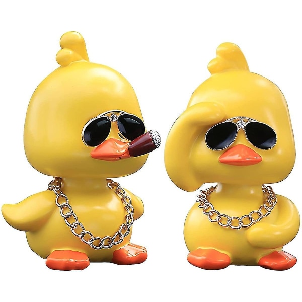 Liten gul anka bilprydnad Bobble Head Doll Söta sociala anka Jitterbug med samma kreativa bilinredning