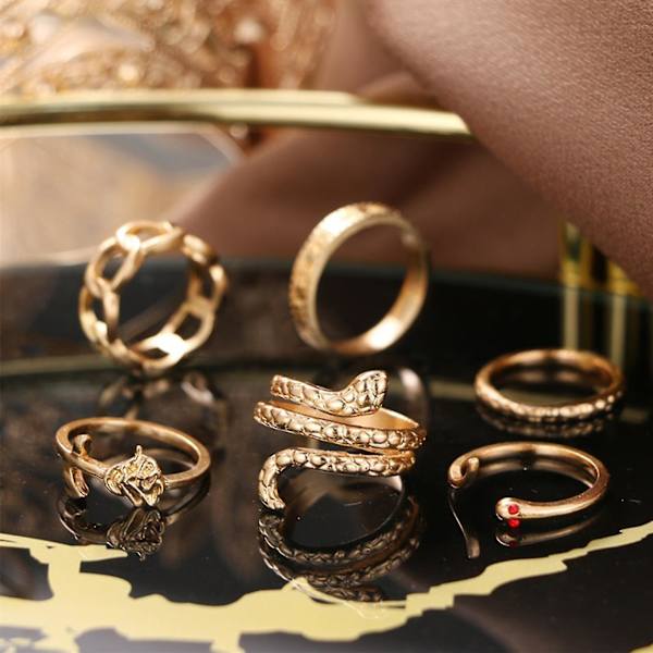 6 st justerbara ormslöfte fingerringar orm öppen statement ring present