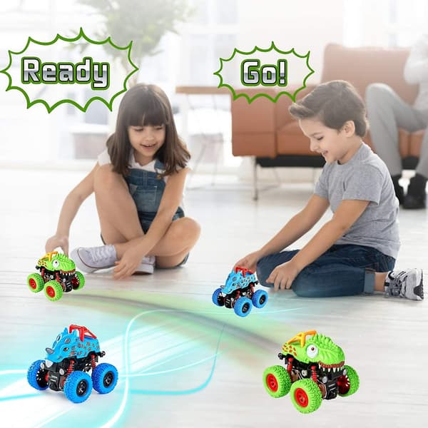 2-pack Dubbelriktade Push And Go Dinosaurie Fordonsleksaker Set För Barn