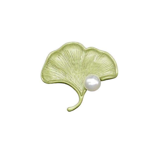 Corsage ginkgo blad pärla blomma brosch dam silke halsduk spänne, 6 st