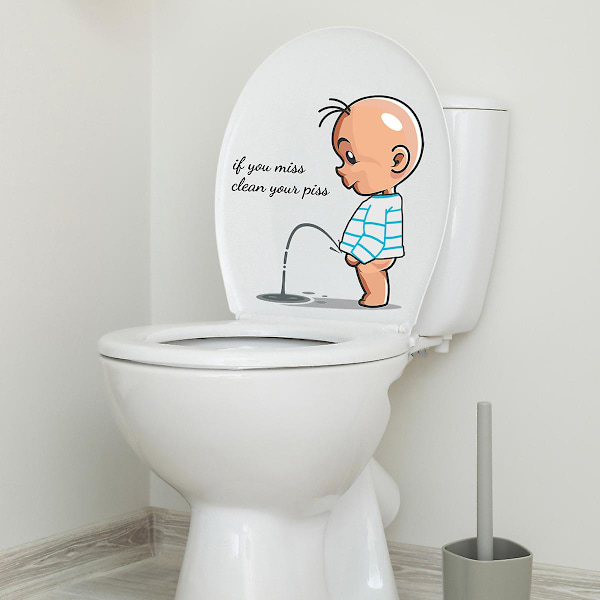 Hauska varoitus WC-tarrat Sarjakuva Lapsi virtsaava WC-kansi WC-oven tarra Irrotettava itseliimautuva sisustuspaperi Kotitalous 22,5*30cm
