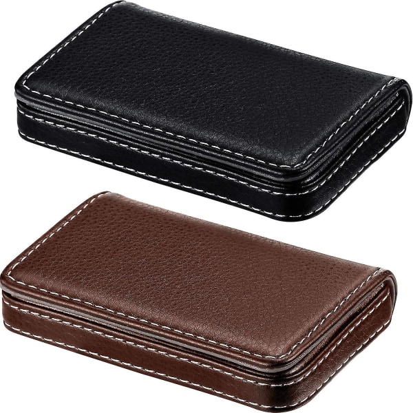2 delar visitkortshållare, visitkortsplånbok Pu-läder case Ficka visitkortshållare med magnetisk stängning, kreditkorts-ID