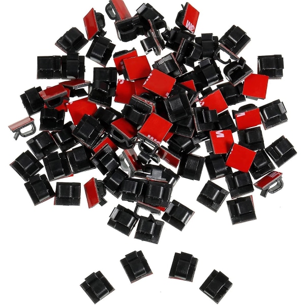 20 stycken kabelklämmor (svarta) utomhusljusklämmor Organizer Självhäftande trådklämmor Minikabelkrokar Trådhanteringshållare för skrivbordet