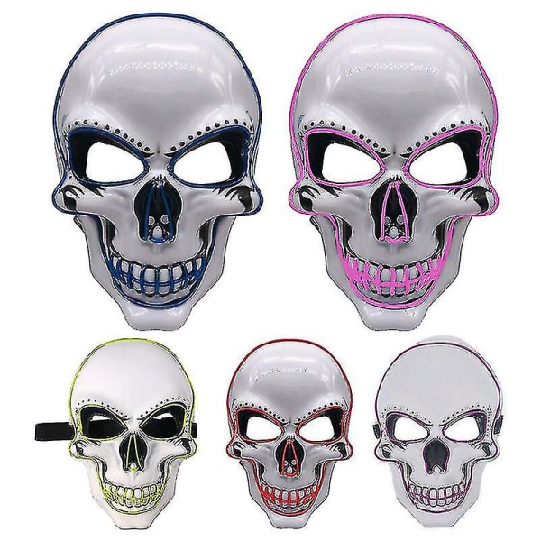 Halloween-koriste Luminous Skull Mask Led Scary Flash Mask El Line Light Mask Cosplay Mask Party Vaatteet Maski Tarvikkeet (PUNAINEN)