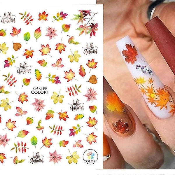 Höstnageldekaler för nagelkonst Lönnlöv Nagelkonst Dekaler Dekaler Thanksgiving Nagelkonst Tillbehör 9 st Lönnlöv Pumpa Solros Höst Nagelkonst D