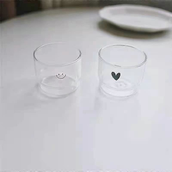 300ml Kärlek/Smiley Vägg Glaskopp Mjölk Kaffe Hjärta Koppar Värmebeständig Hälsosam Dryck Mugg Te Muggar Transparent Dricksglas (Kärlek)