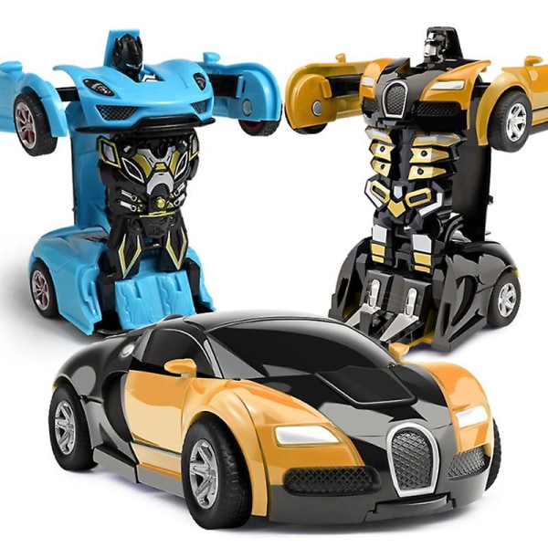 2-i-1-deformasjonsrobotbilmodell Miniautodeformasjonsrobotleketøytransformerende bil（oransje）