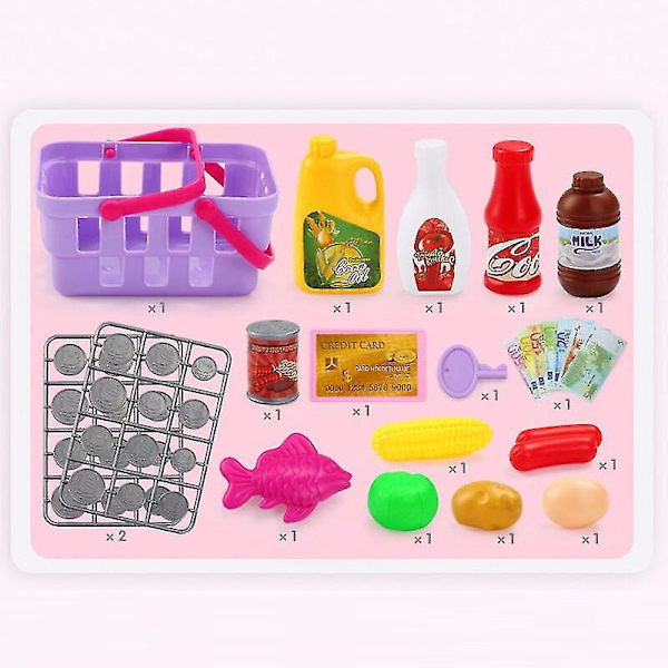 Mini Simulert Supermarked Kasseapparat Rollespill Kasserer Kasseapparat Barn Later Som Lek Tidlig Lærende Leker 1 stk（Rosa）
