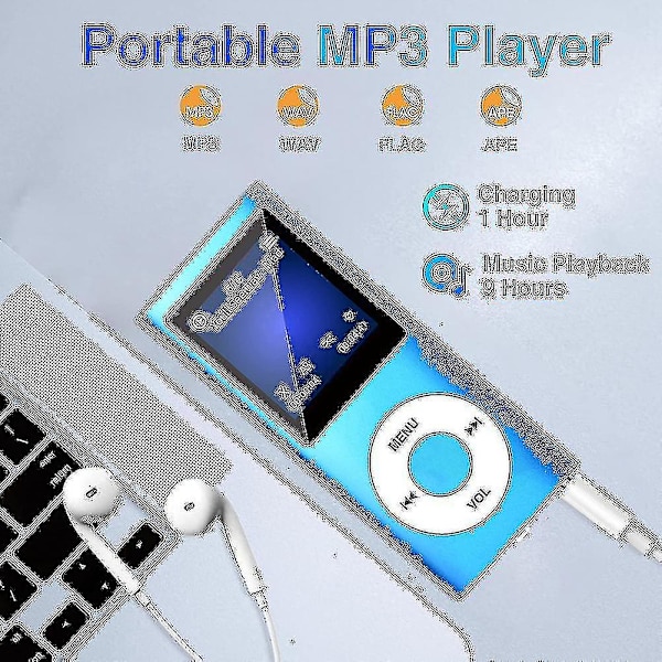 Mp3-spiller med Bluetooth 5.0, musikkspiller med 32 GB TF-kort, FM, øretelefon, bærbar Hifi-musikkavspilling