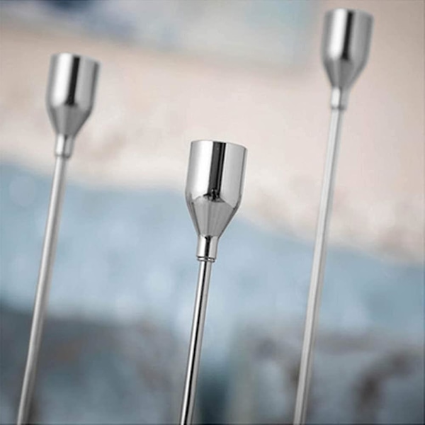 Set med 3 metall-ljusstakar