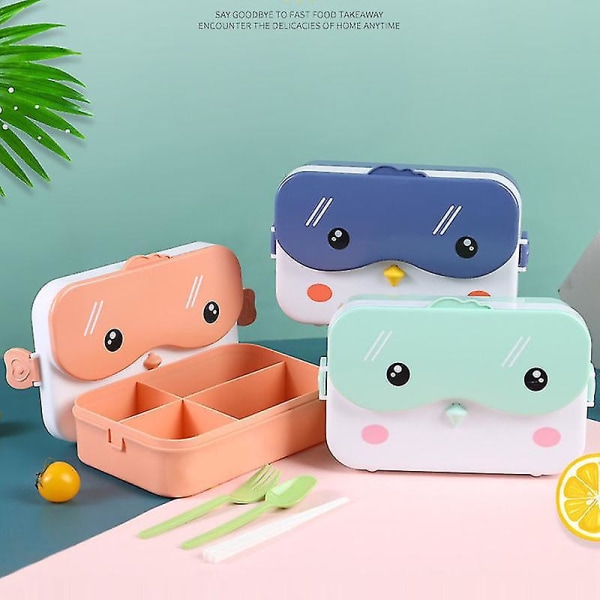 Lasten koululounaslaatikko Lasten Bento-lounaslaatikko Suorakulmainen vuotamaton muovinen anime-kannettava laatikko (vaaleanpunainen)