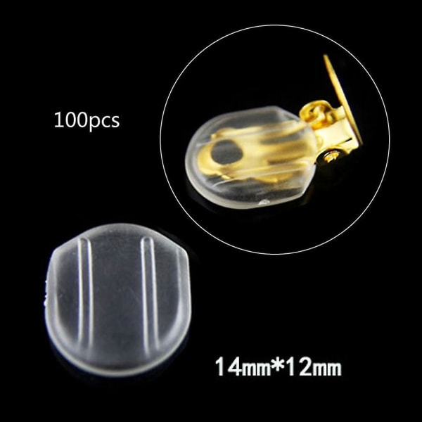 100 stk klare ørepuder Silikone komfort øreringe puder til klips på øreringe（A）