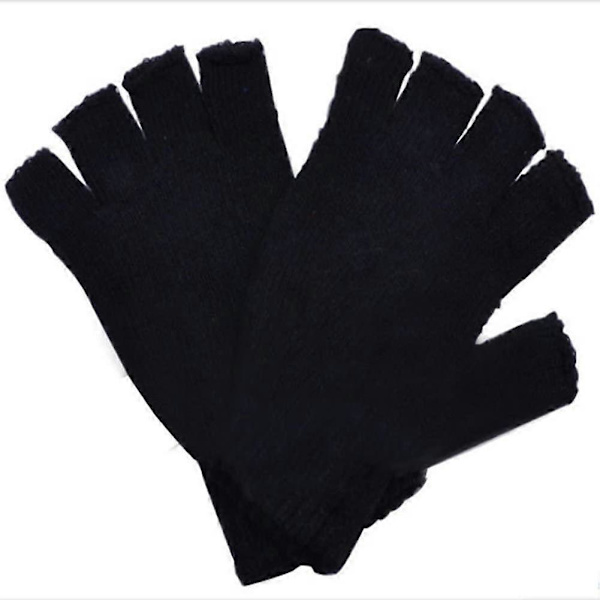 Unisex Vintervarma Handskar Unisex Vuxna Halvfingerhandskar Enfärgade Stickade Fingerlösa Vintervarma Vantar