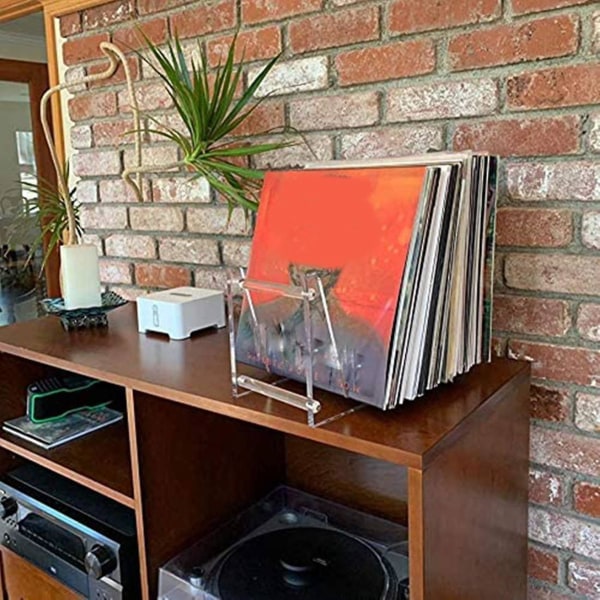 Klar Vinyl Record Stand Holder Til Desktop Album Opbevaring, Pladehylde Display Til Desktop Picture