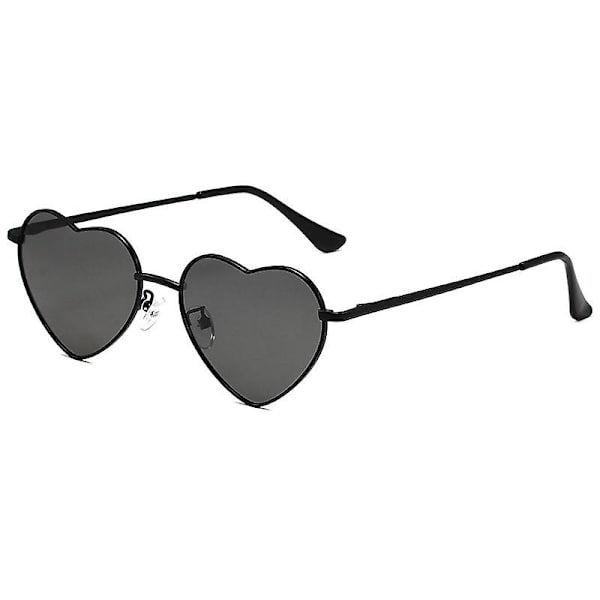 Fashion Vuxen Metall Hjärtformade Solglasögon Gradient Utomhus Glasögon Vuxen Ögonskydd UV400 Nyanser Metall Vuxen VuxenSolglasögon（Svart Grå）