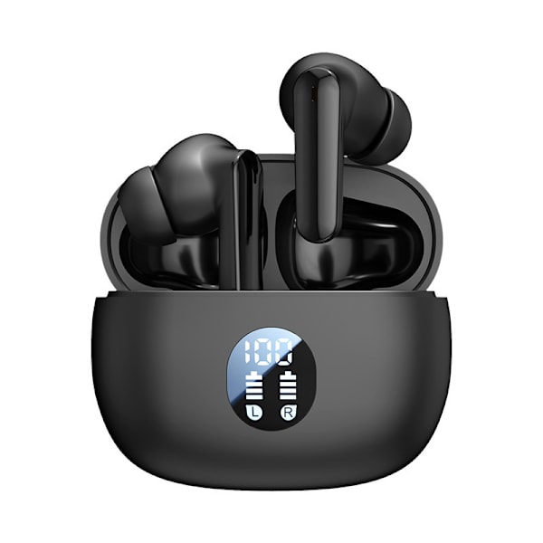 Bluetooth-hörlurar med stor bas, lättviktiga in-ear-hörlurar, IPX7, för iPhone, Android, Pad, Sport (svart)
