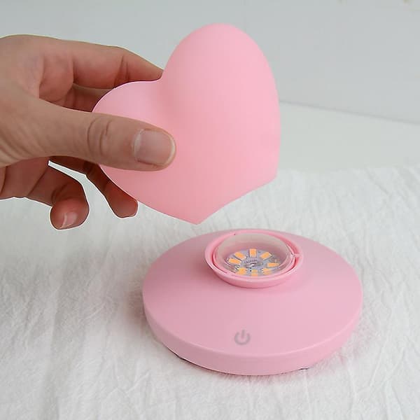 Led berøring kontroll nattlys hjerteformet (rosa)