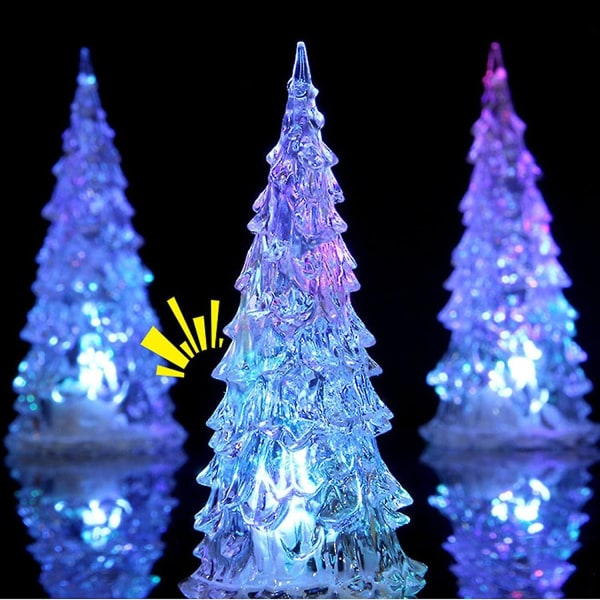 GHYT joulukuusi värikäs LED-hieno akryyli yövalo, monivärinen valaiseva joulutunnelmavalo lasten lelujen kotijuhlakoristeisiin, 1 kpl